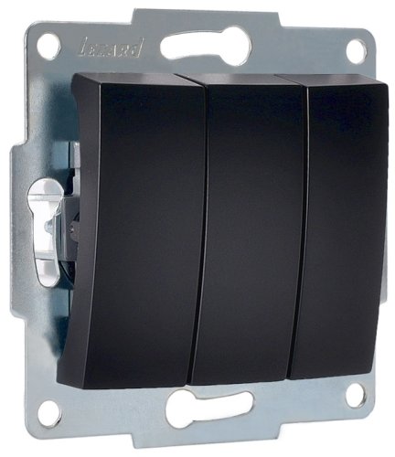 Выключатель без рамки Lezard Karina 3-кл. черный бархат картинка